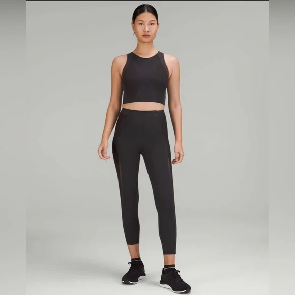 Lululemon Mesh Panelled Training Shelf Tank Top Black Size 10 EUC - Picture 2 of 7